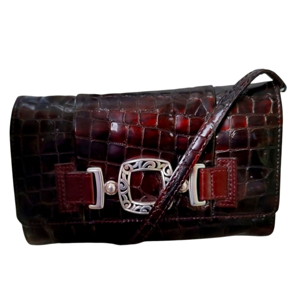 Brighton Burgundy crocodile Pattern Crossbody Bag